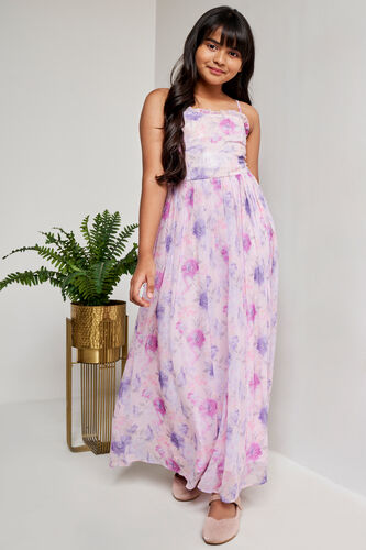Purple And Red Floral Flared Gown, Purple, image 4