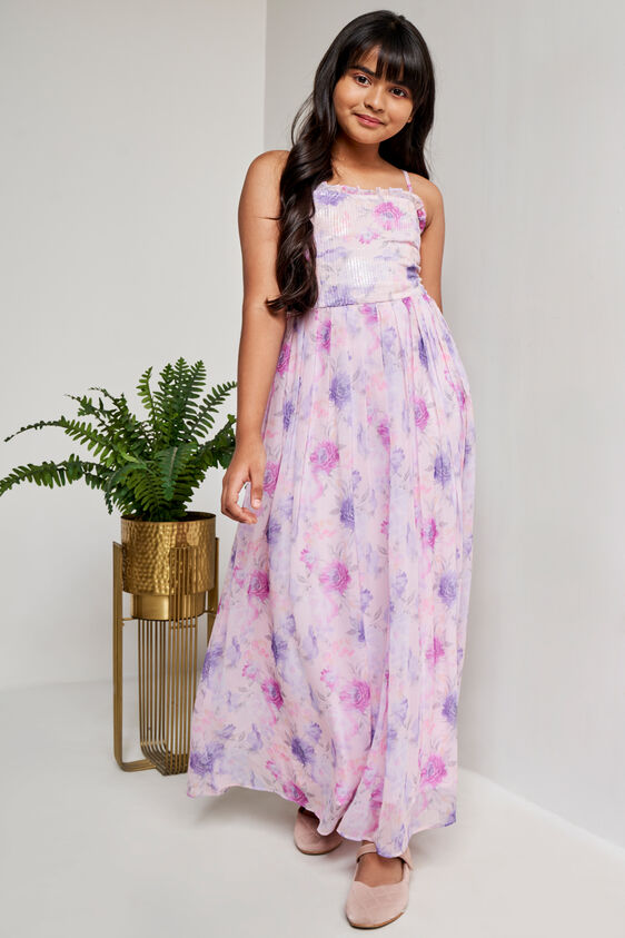 Purple And Red Floral Flared Gown, Purple, image 4