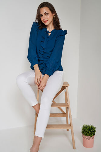 Teal Solid Straight Top, Teal, image 3