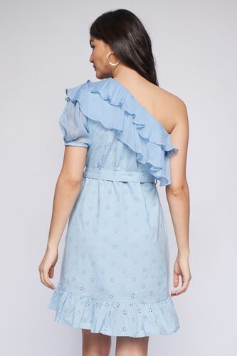 4 - Blue Self Design Fit and Flare Dress, image 4