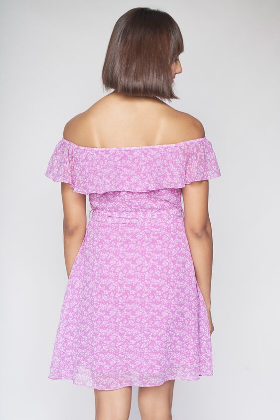 4 - Lilac Floral Fit and Flare Dress, image 4