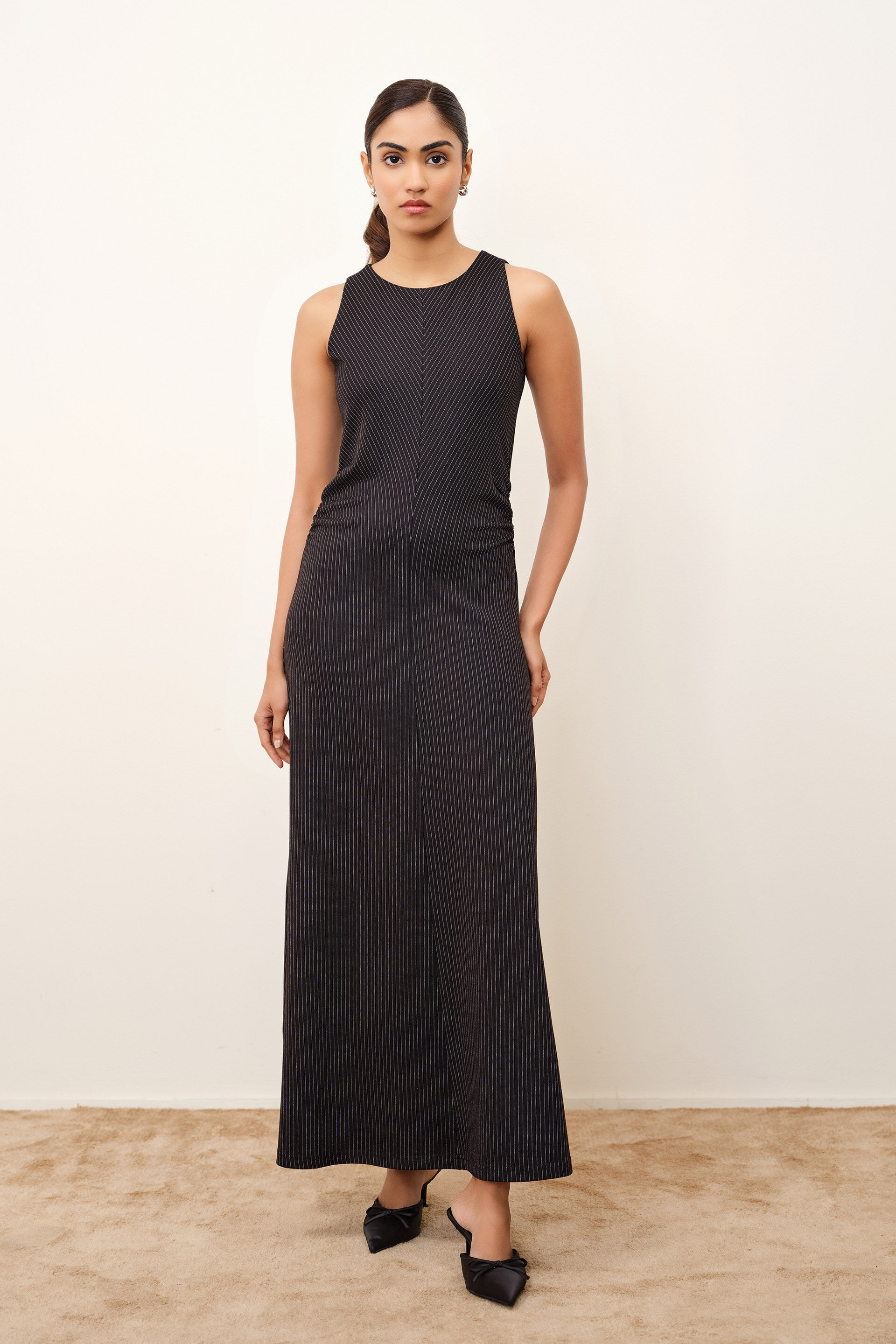 Viola Striped Black Dress