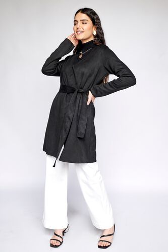 2 - Black Solid Wrap Jacket, image 2