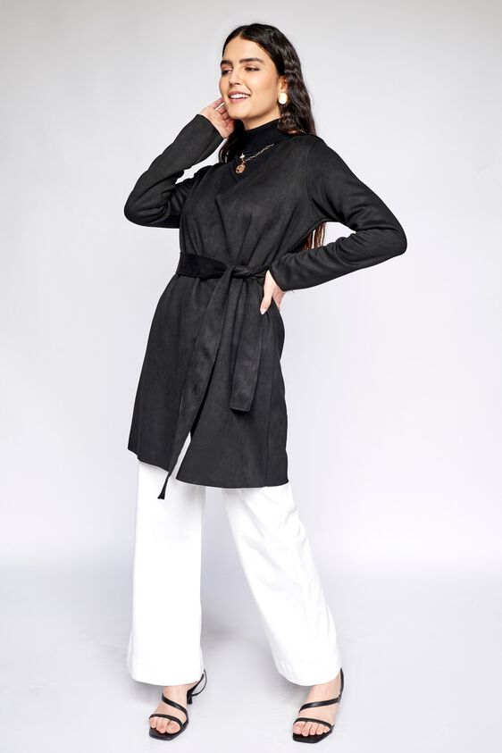 2 - Black Solid Wrap Jacket, image 2