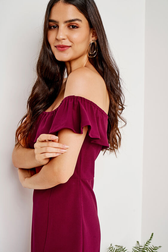 Solid Flared Dress, Red, image 5