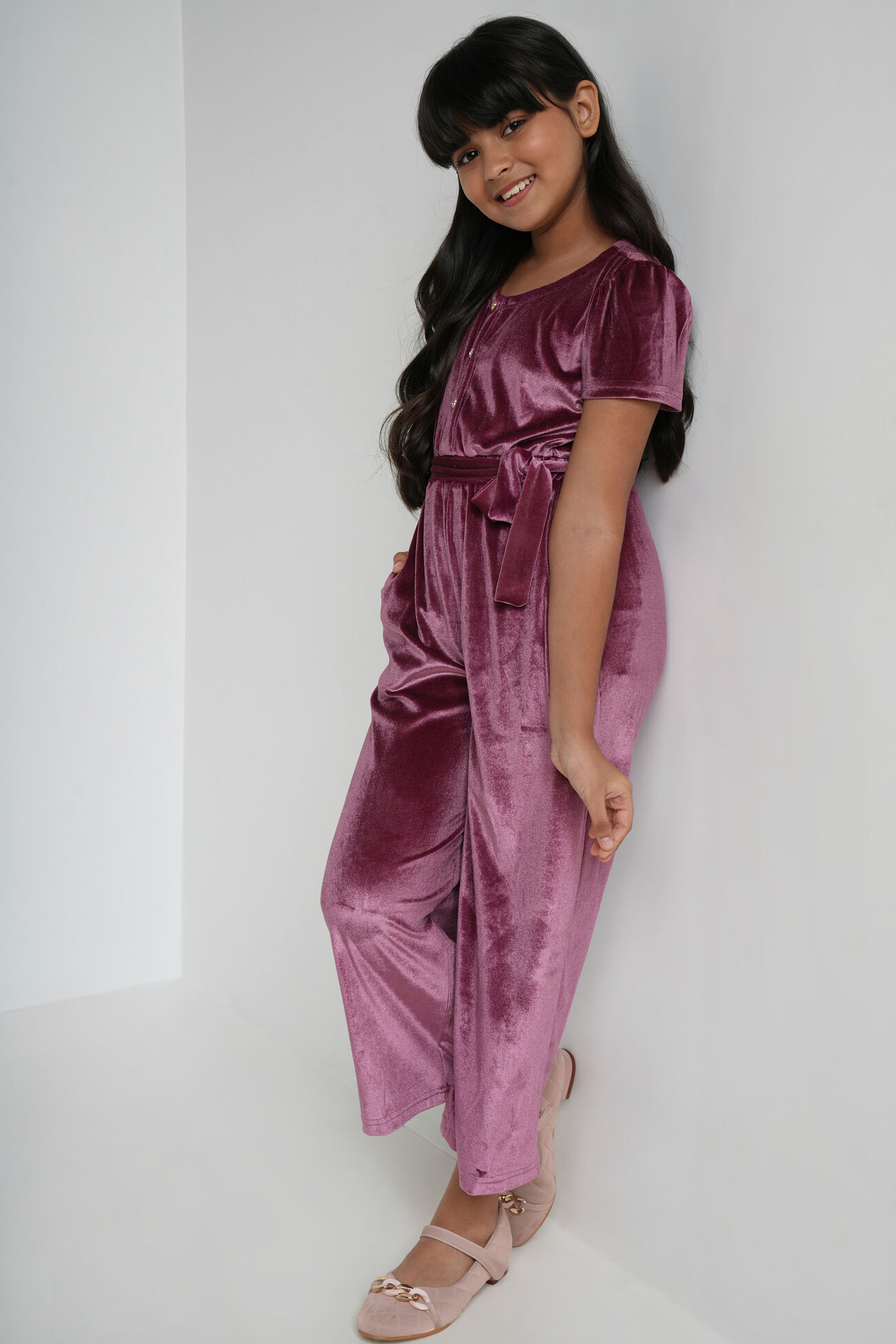 Rose Pink Solid Straight Jumpsuit, Rose Pink, image 2