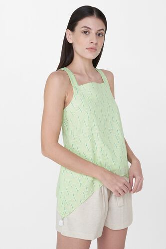5 - Lime Green Stripes Bow Square Neck A-Line Top, image 5