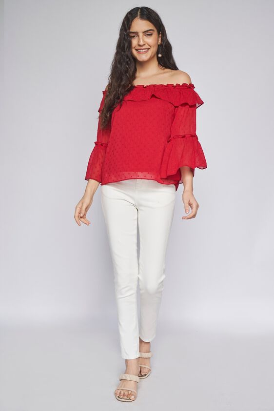 4 - Red Solid Straight Top, image 4