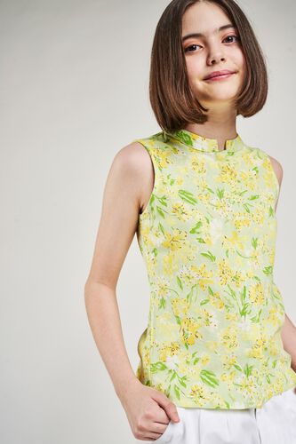 6 - Lime Floral Printed Shift Top, image 6