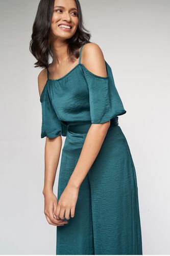 1 - Green Solid Fit and Flare Co-ordinate Set, image 1