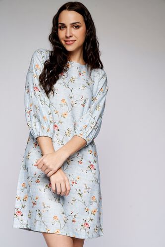 2 - Powder Blue Floral Straight Dress, image 2