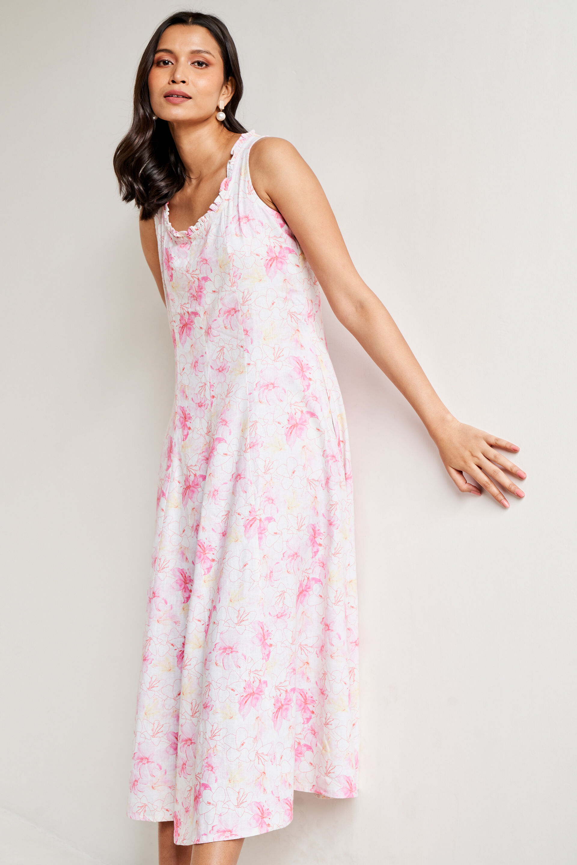 Multi Color Floral Flared Dress, Multi Color, image 4