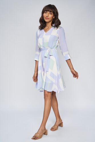 2 - Powder Blue Colorblocked A-Line Dress, image 2