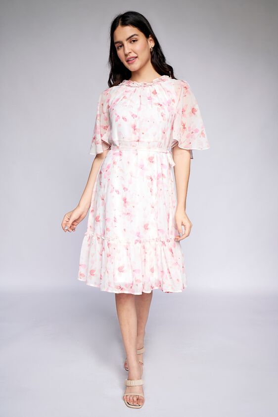 2 - White Floral Fit & Flare Dress, image 2