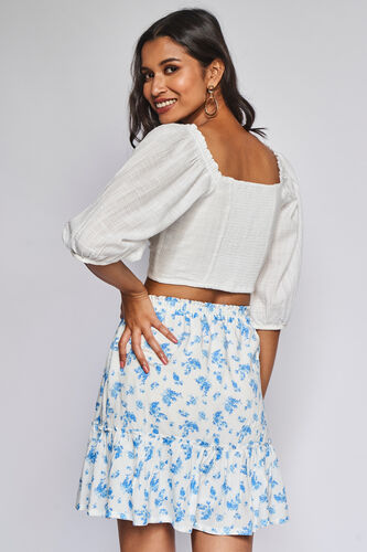 White & Blue Solid Cropped Set, White, image 3