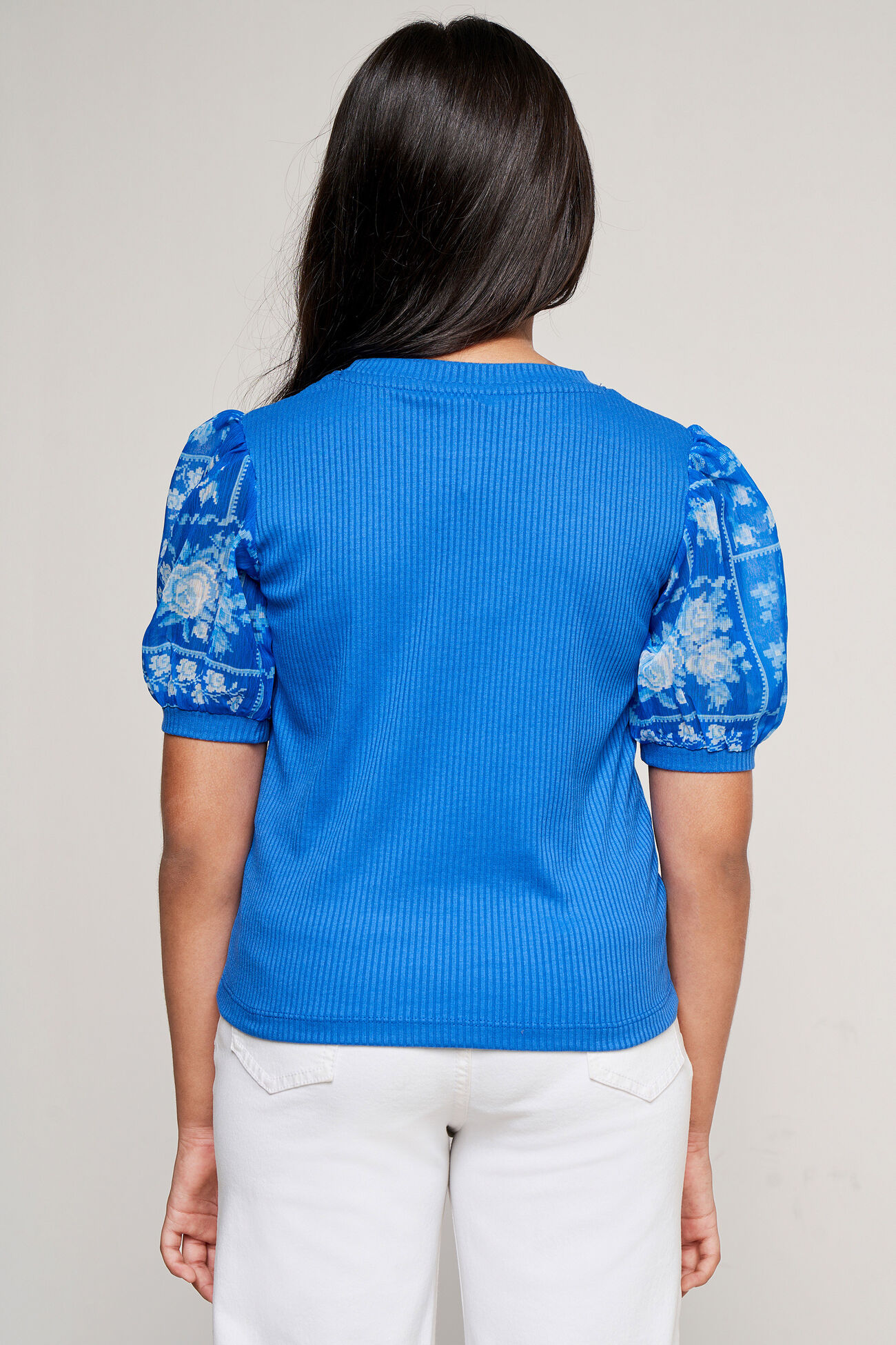 Blue Floral Straight Top, Blue, image 6