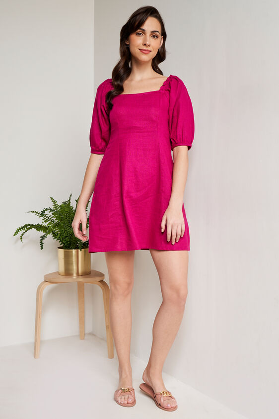 Maroon Straight Solid Dress, Maroon, image 4