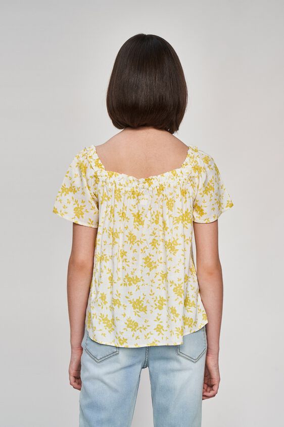 3 - Yellow Floral Printed A-Line Top, image 3