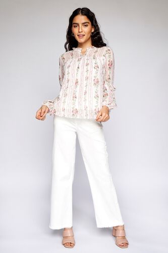 2 - White Floral Straight Top, image 2