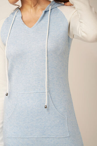 Blue and White Colour blocked Straight Dress, Blue, image 4