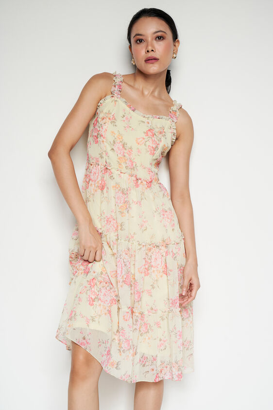 Cottagecore Floral Dress, Lime Green, image 4