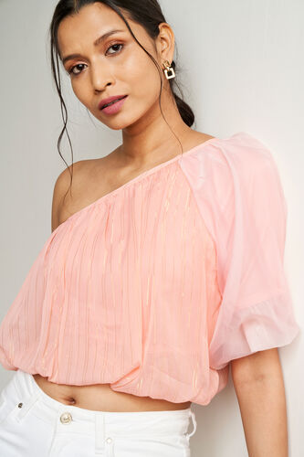 Peach Solid Flounce Top, Peach, image 5
