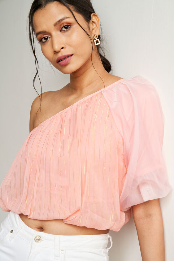 Peach Solid Flounce Top, Peach, image 5