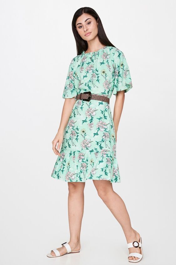 4 - Midnight Green Floral Fit and Flare Dress, image 4