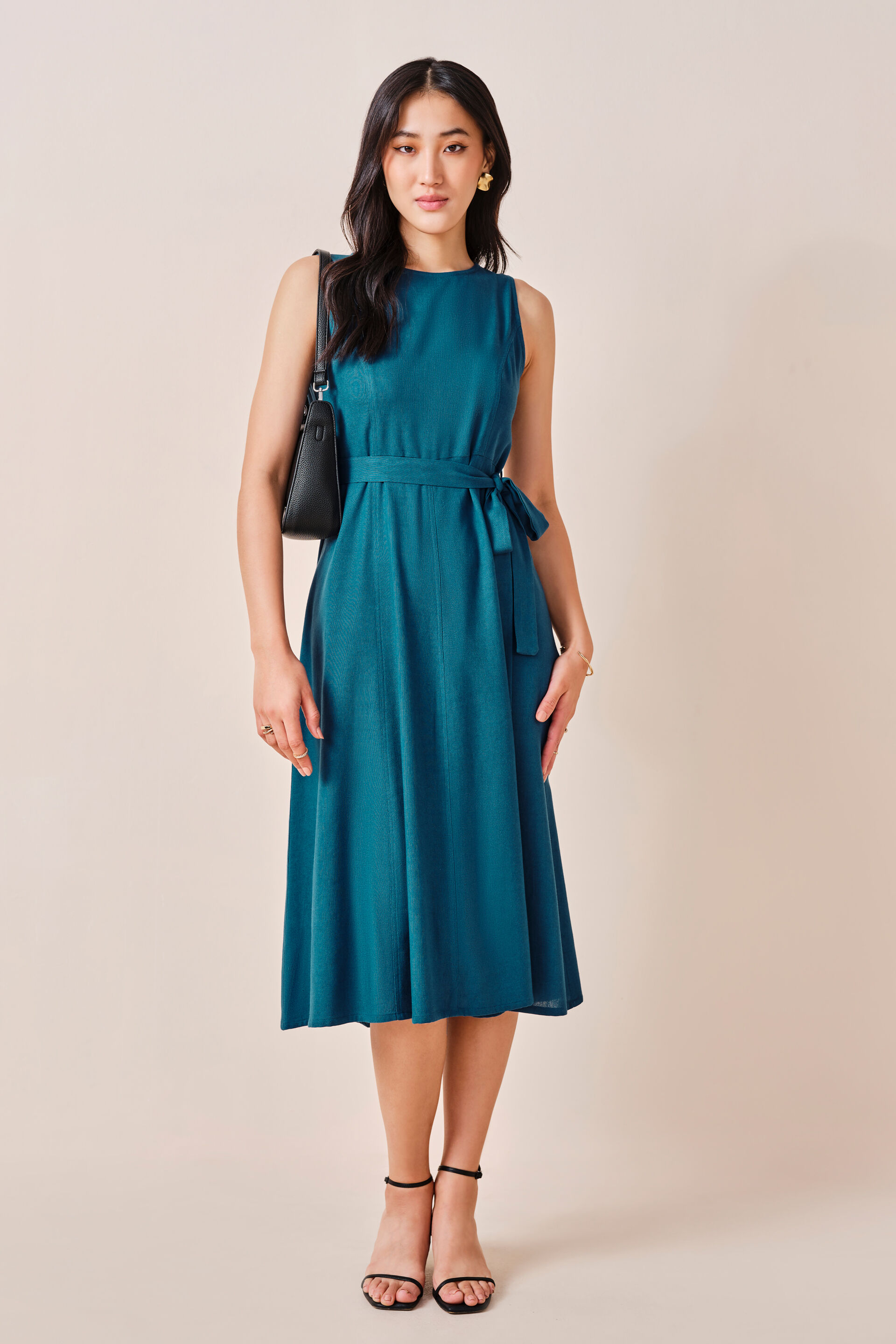 Oceania Vicose-blend Dress, Teal, image 2