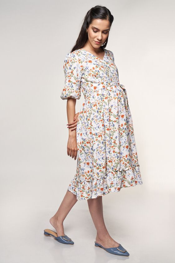 4 - White Floral Printed Dress, image 4