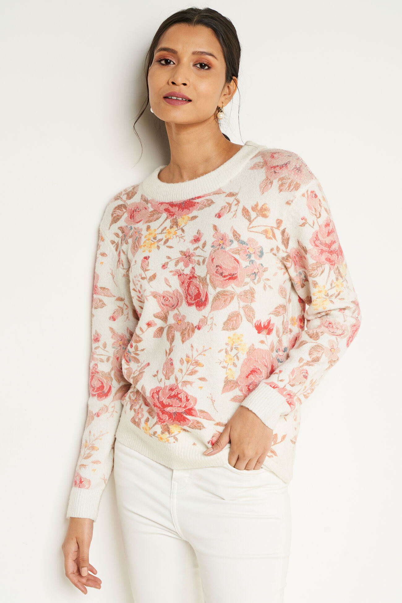 Red Floral Straight Top, Red, image 3