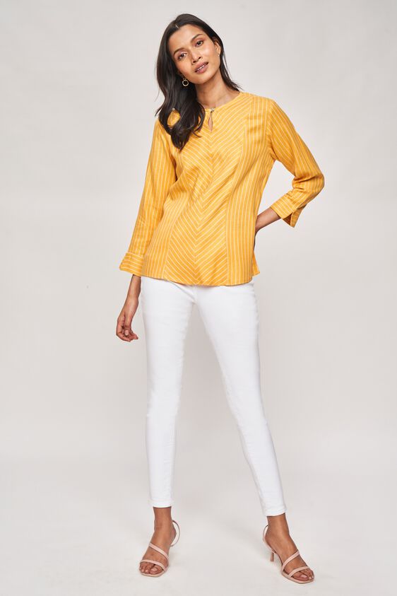 2 - Yellow Striped Fit And Flare Top, image 2