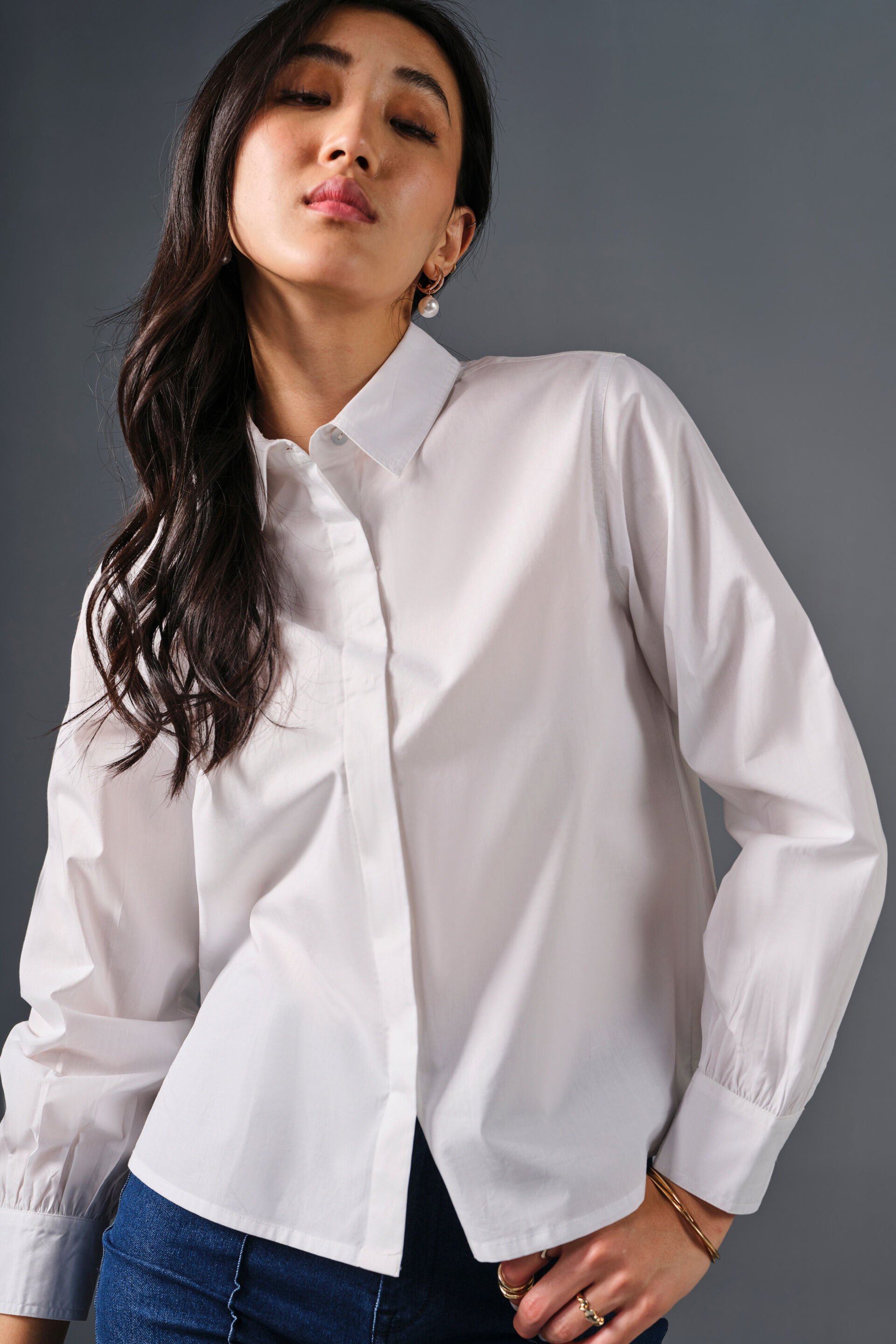 Dewdrop Cotton Shirt, White, image 6