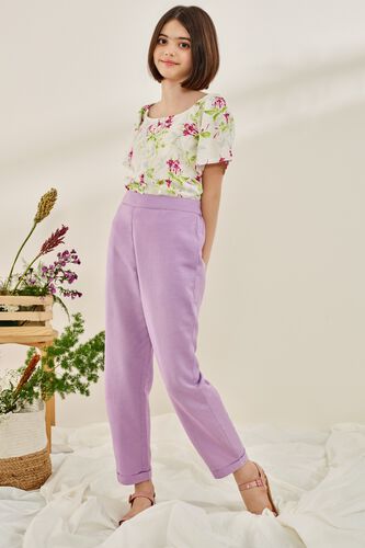 1 - White Floral Printed A-Line Top, image 1