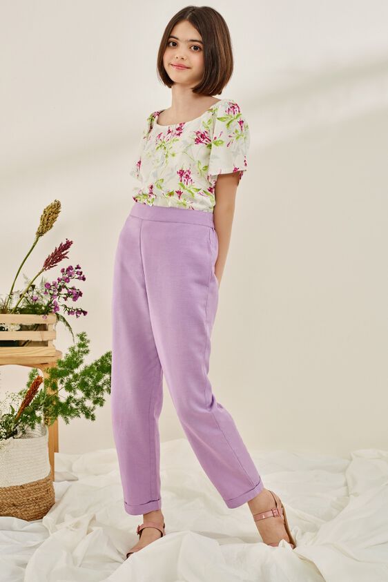 1 - White Floral Printed A-Line Top, image 1