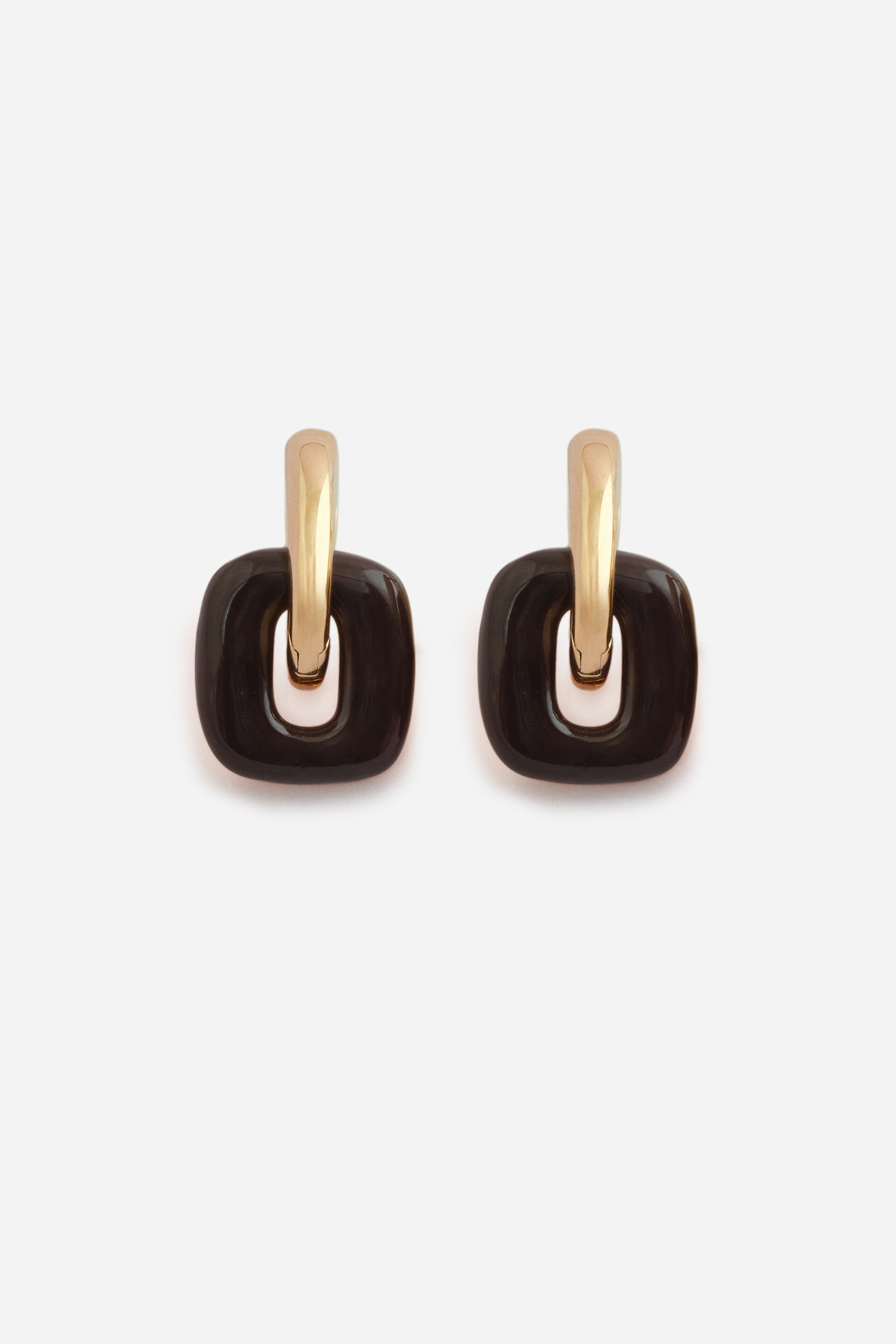 Brown Link Earrings, , image 1