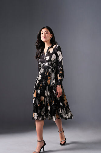 Luxe Printed Dress, Black, image 5
