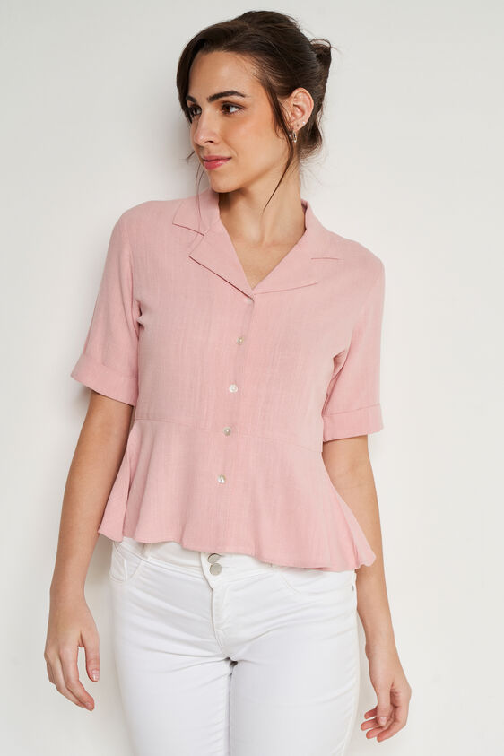 Peach Solid Flounce Top, Peach, image 1