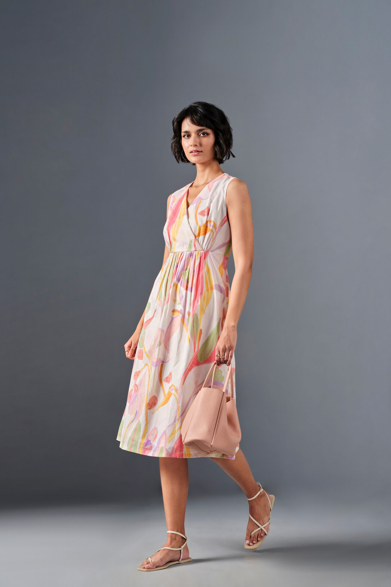 Pastel Swirls Cotton Dress, Multi Color, image 3