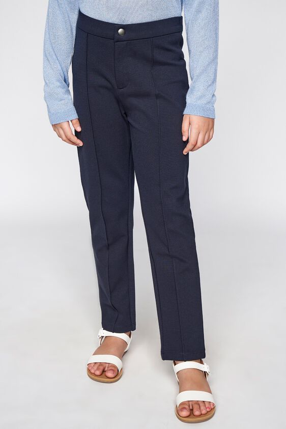 2 - Navy Blue Solid Straight Bottom, image 2