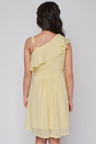 Yellow Solid Flounce Dress, Yellow, image 5