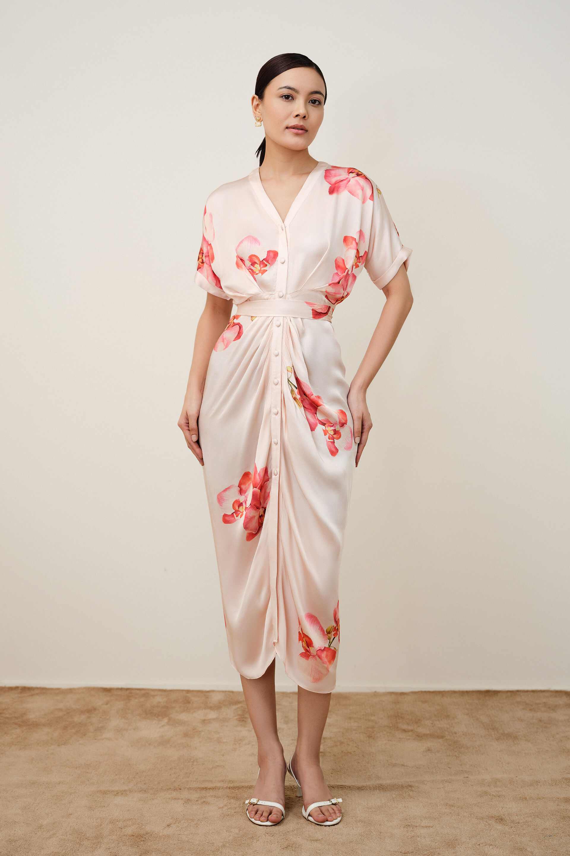 Rosin Draped Modal Satin Dress