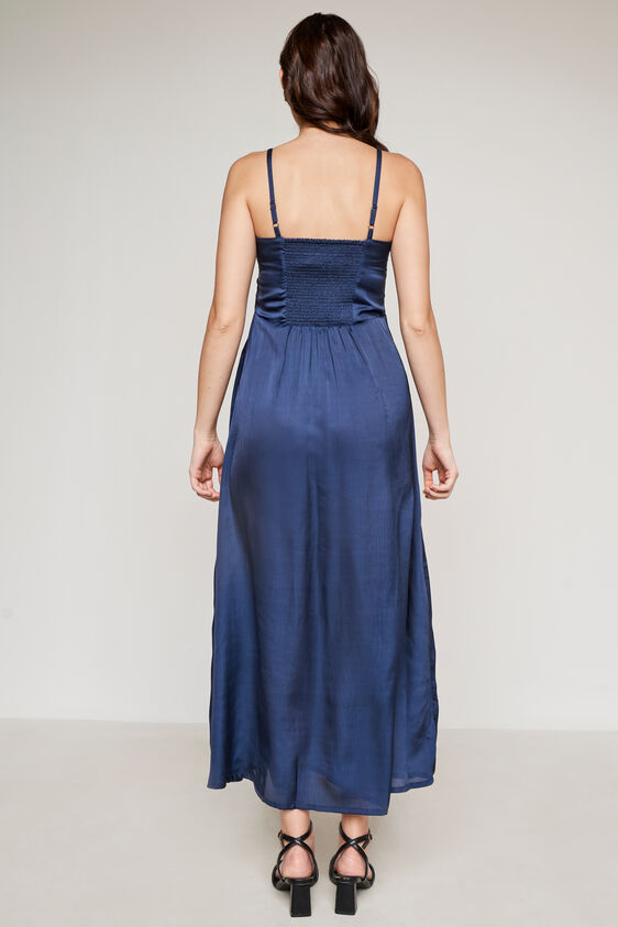 Blue Solid Flared Gown, Blue, image 5