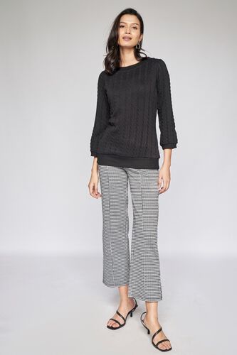 2 - Black Self Design Sweater Top, image 2