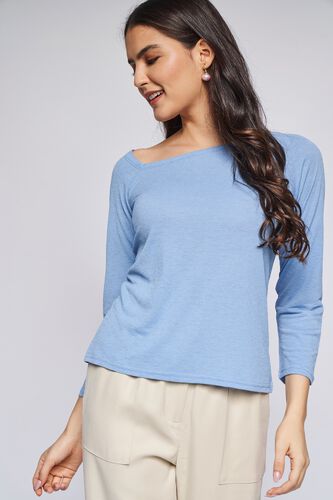1 - Blue Solid Sheath Top, image 2