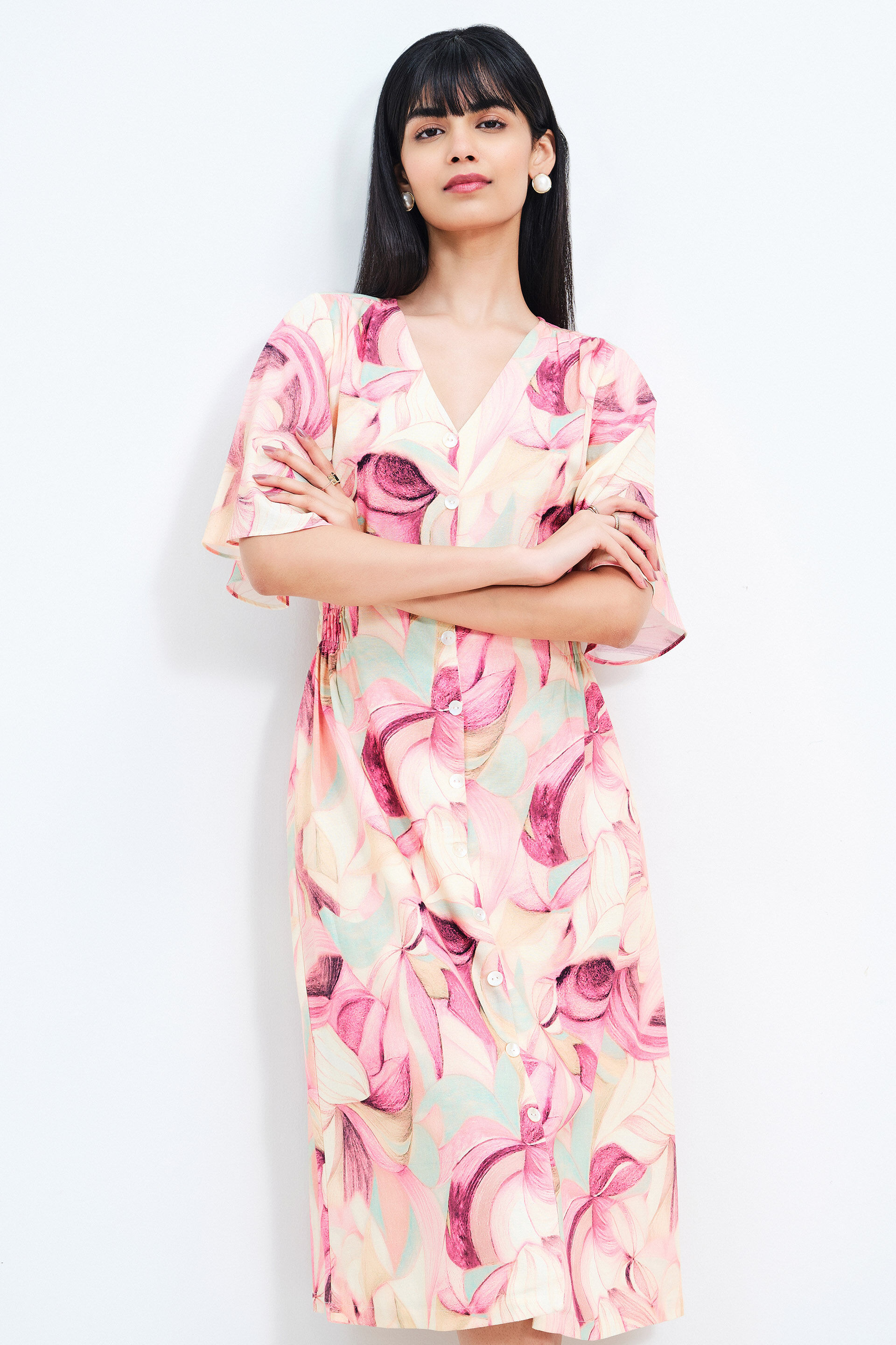 Pinkscape Printed Dress, Pink, image 2