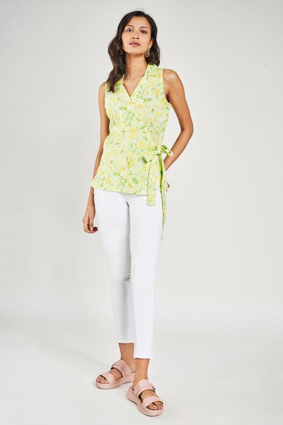 2 - Lime Floral Printed Fit And Flare Top, image 2