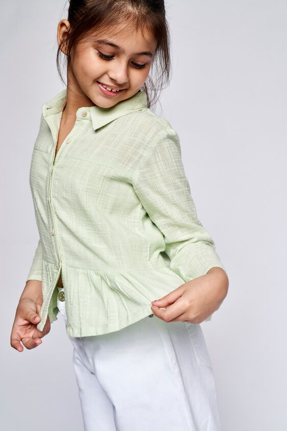 3 - Lime Green Self Design Flounce Top, image 3