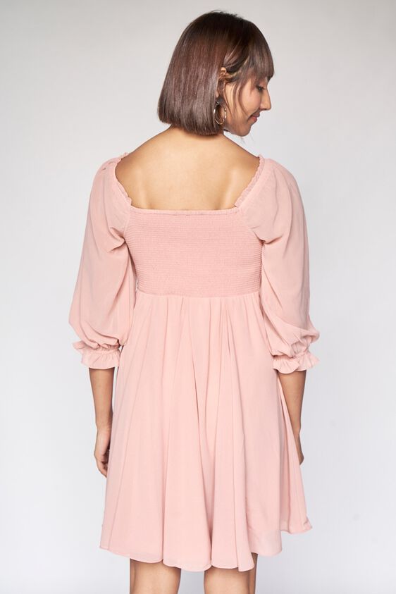 5 - Light Pink Solid Fit and Flare Dress, image 5