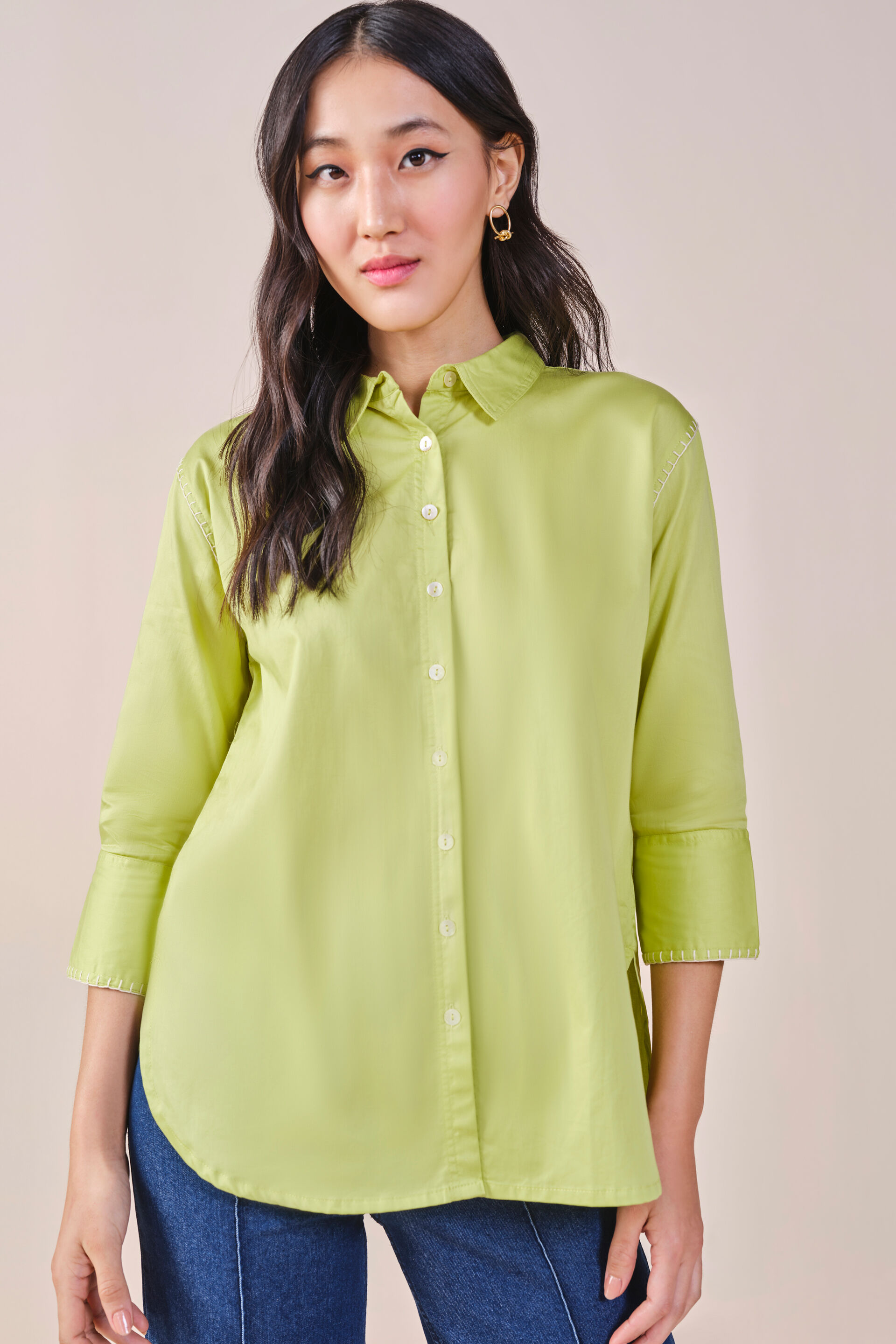 Lime Light Cotton Shirt, Lime Green, image 4